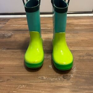 Kids Green Teal Rain Boots